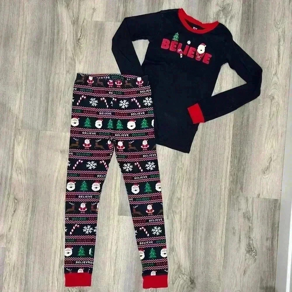 Children’s Place Christmas Pajamas Long Sleeve Pants 2-Piece Set Santa Size 14
